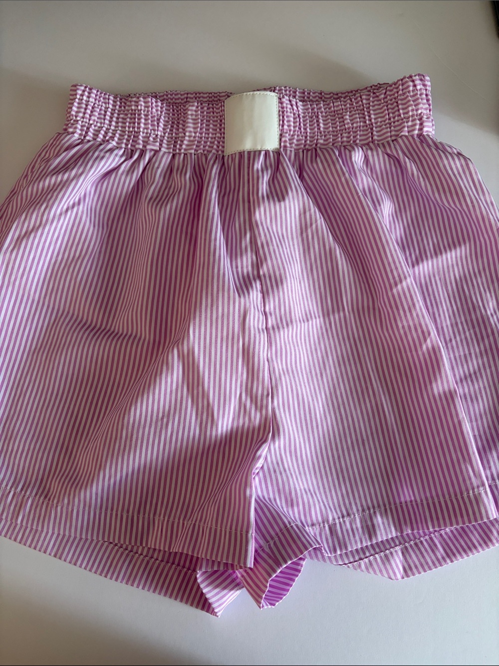 Pink Striped Women's Elastic Waist Shorts